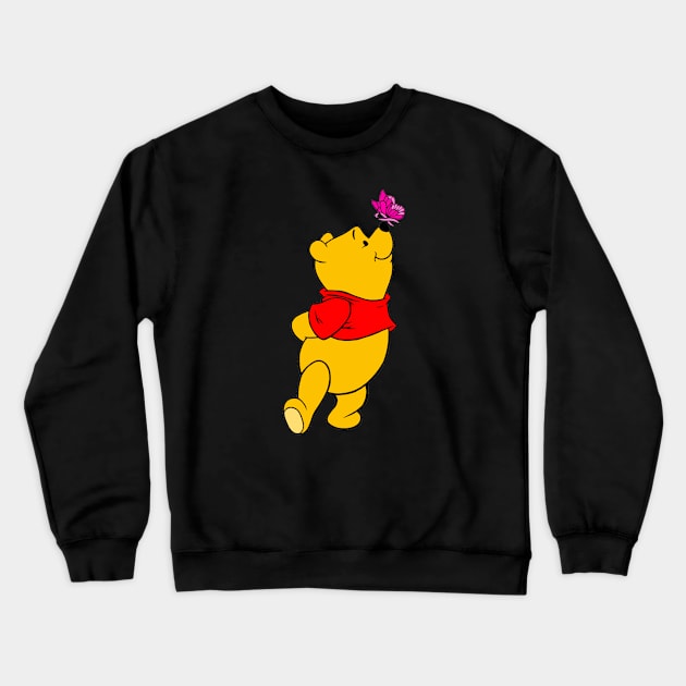 Yellow Bear with Awareness Ribbon Butterfly (Pink) Crewneck Sweatshirt by CaitlynConnor